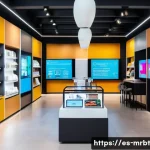 Home 20 알파세대와 옴니채널 마케팅 전략 - A vibrant, modern retail store interior in Spain blending digital technology and physical space, sho...